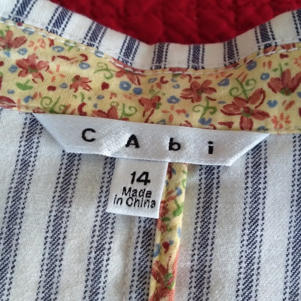 Gorgeous Vintage cabi Spring 2008 Nautical Navy & White Ticking Blazer - Picture 13 of 13